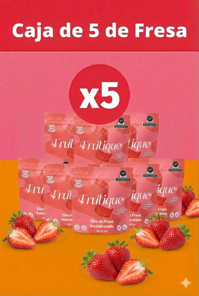 Fresa Deshidratada Natural, 100% Fruta, Tiras Sin Azúcar añadida