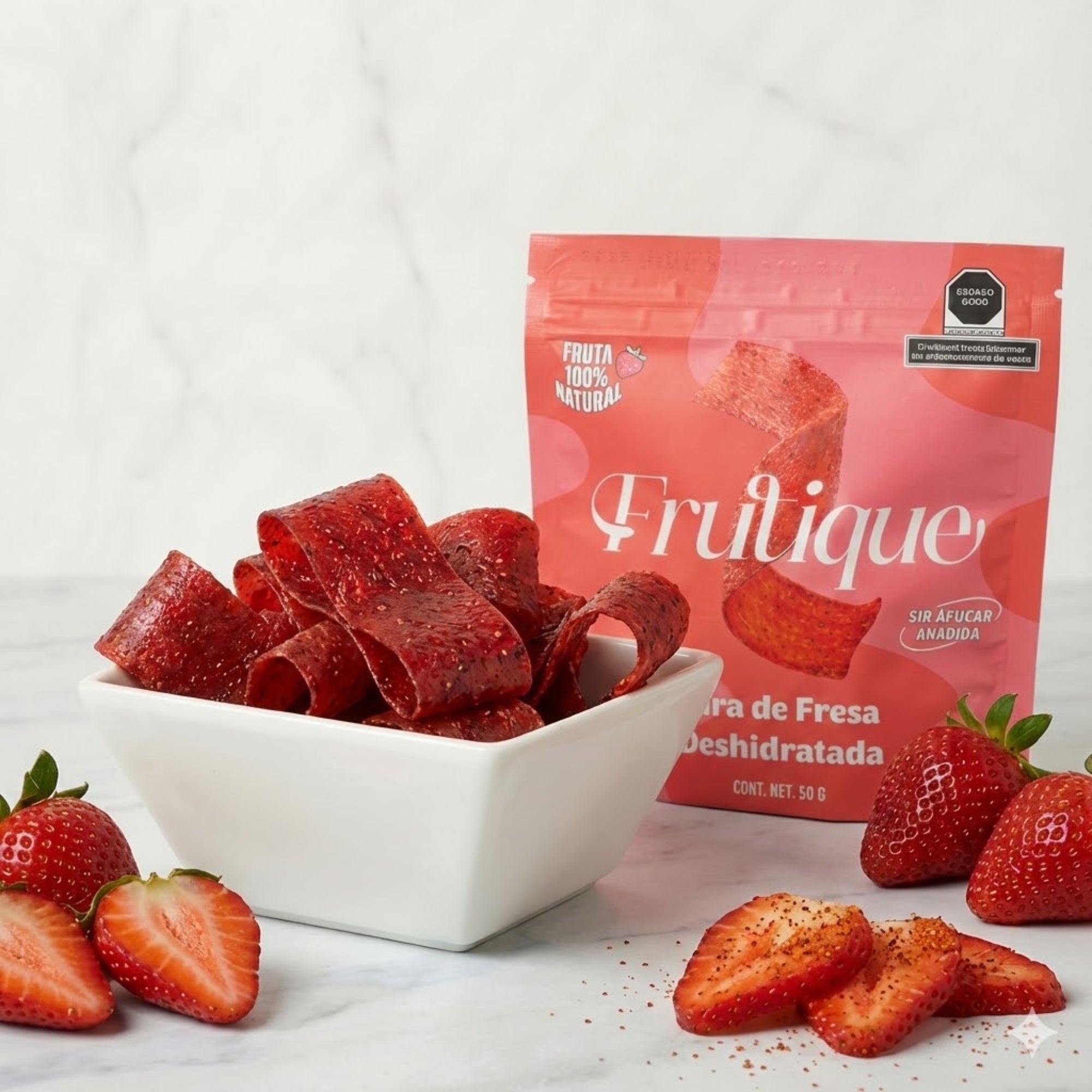 Fresa Deshidratada Natural, 100% Fruta, Tiras Sin Azúcar añadida, pack 5