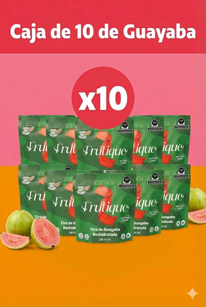 Guayaba Deshidratada Natural, 100% Fruta, Tiras Sin Azúcar añadida, Pack 10