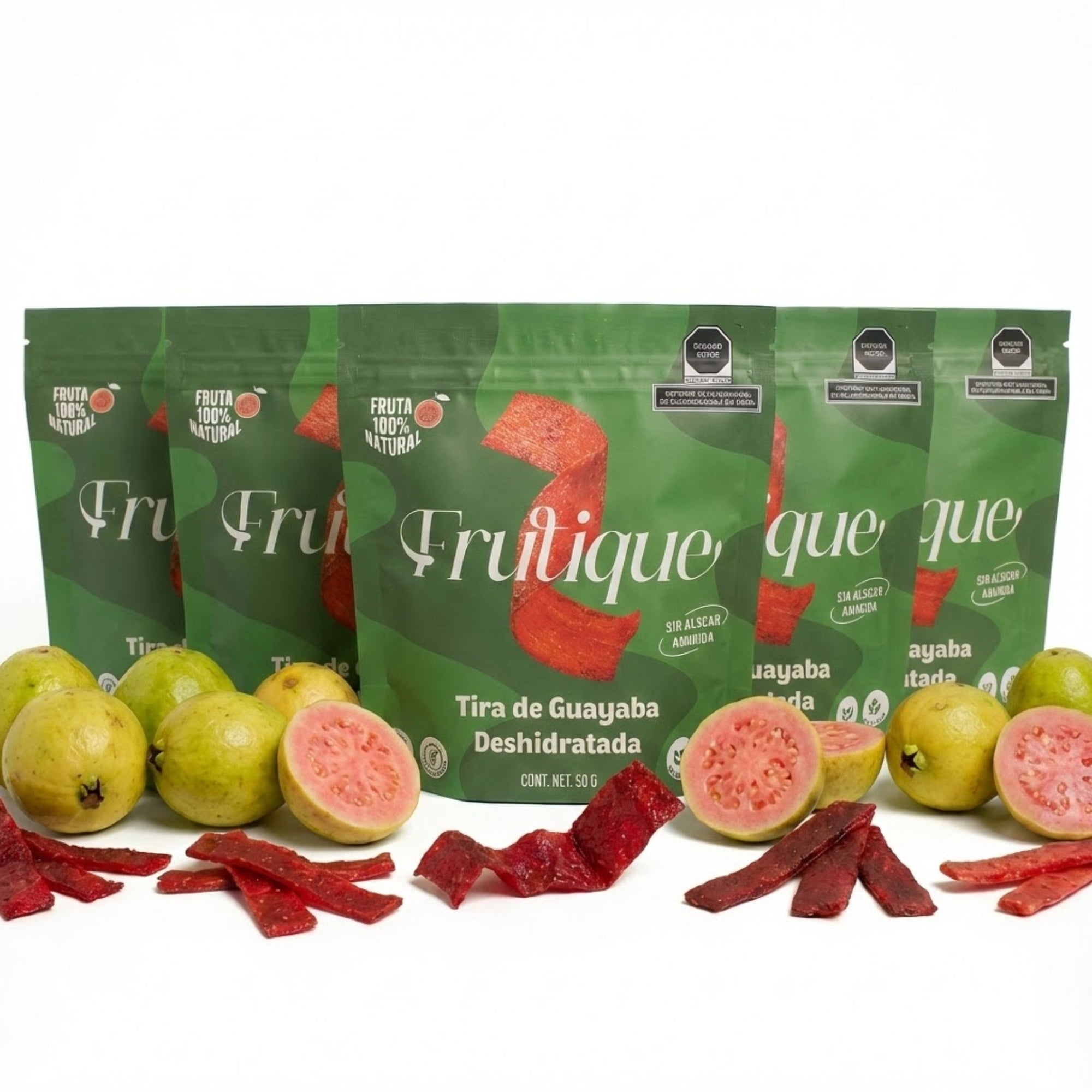 Guayaba Deshidratada Natural, 100% Fruta, Tiras Sin Azúcar añadida, pack 5