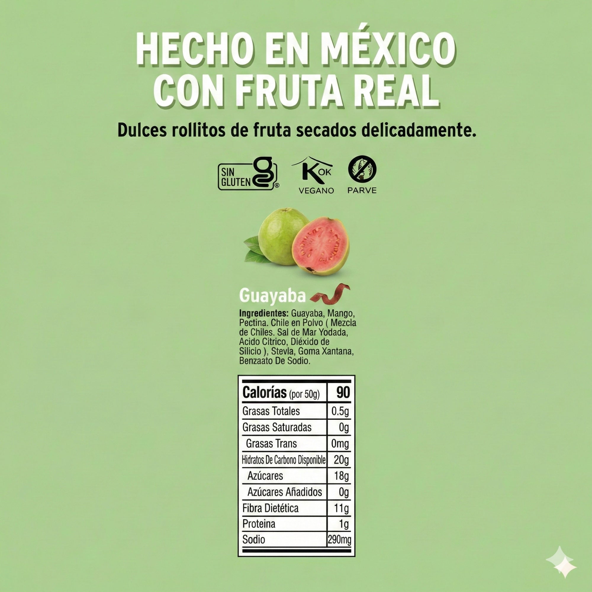 Guayaba Deshidratada Natural, 100% Fruta, Tiras Sin Azúcar añadida, pack 5
