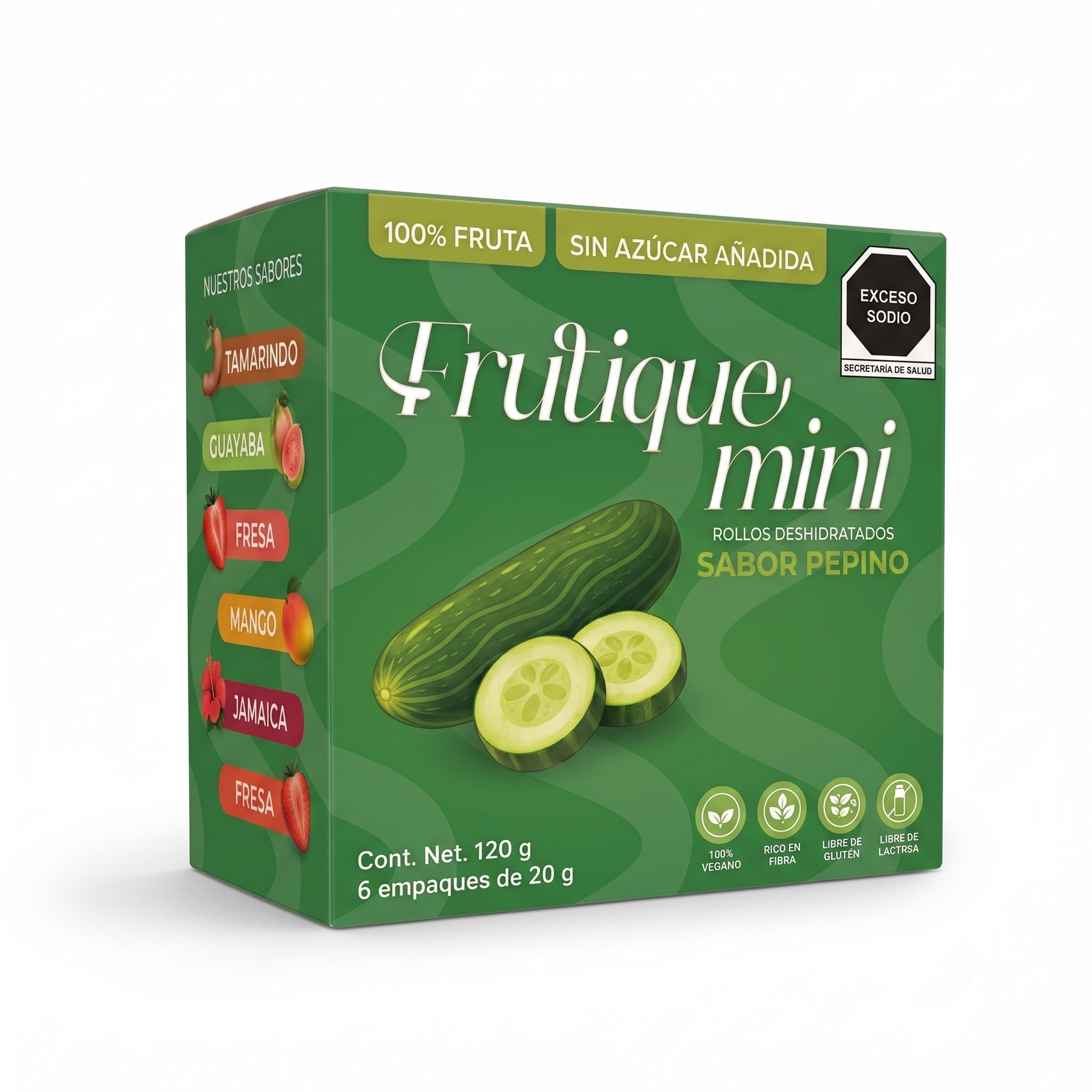 Frutique Mini, Rollos de Pepino 100% Natural - 6 Bolsas x Caja