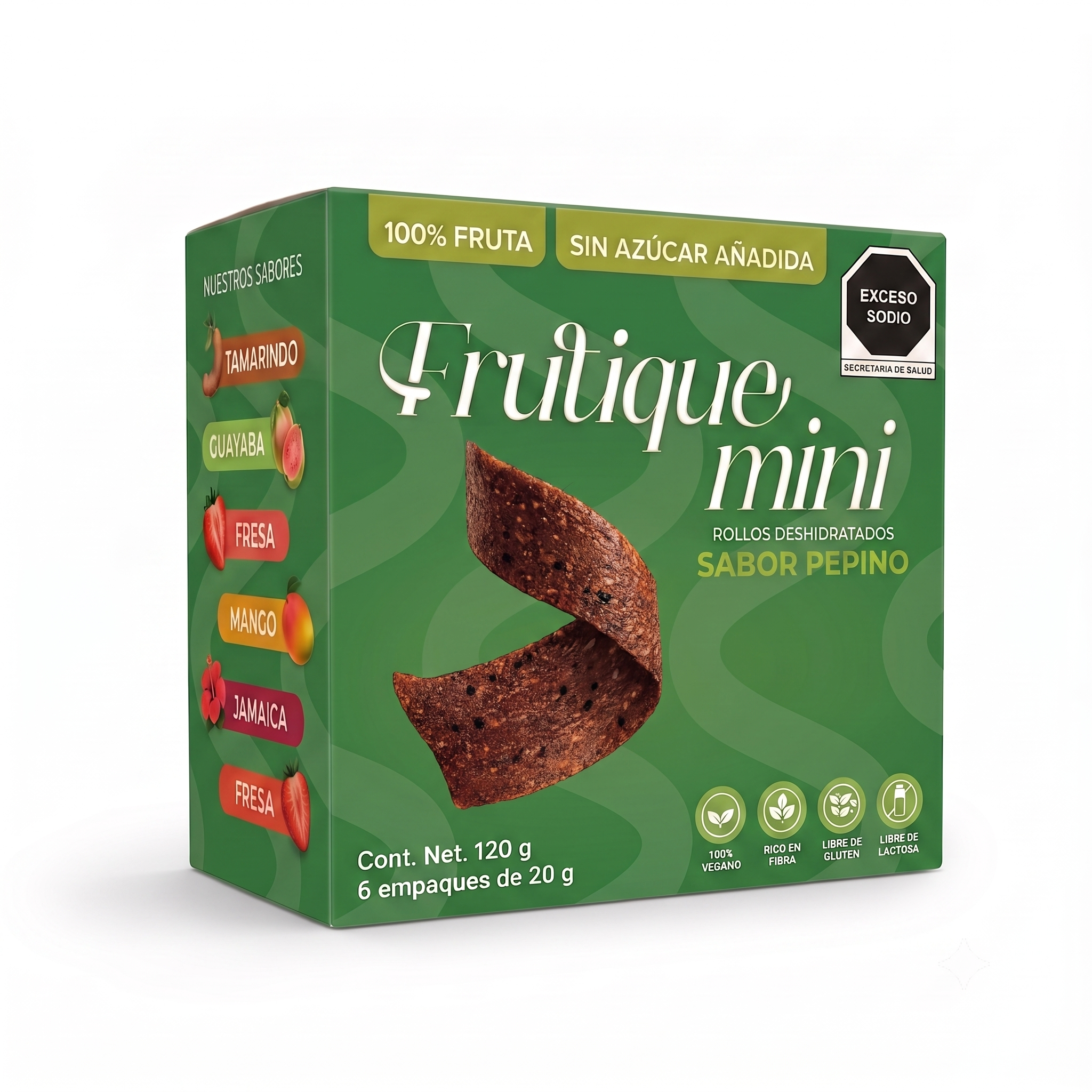 Frutique Mini, Rollos de Pepino 100% Natural - 6 Bolsas x Caja