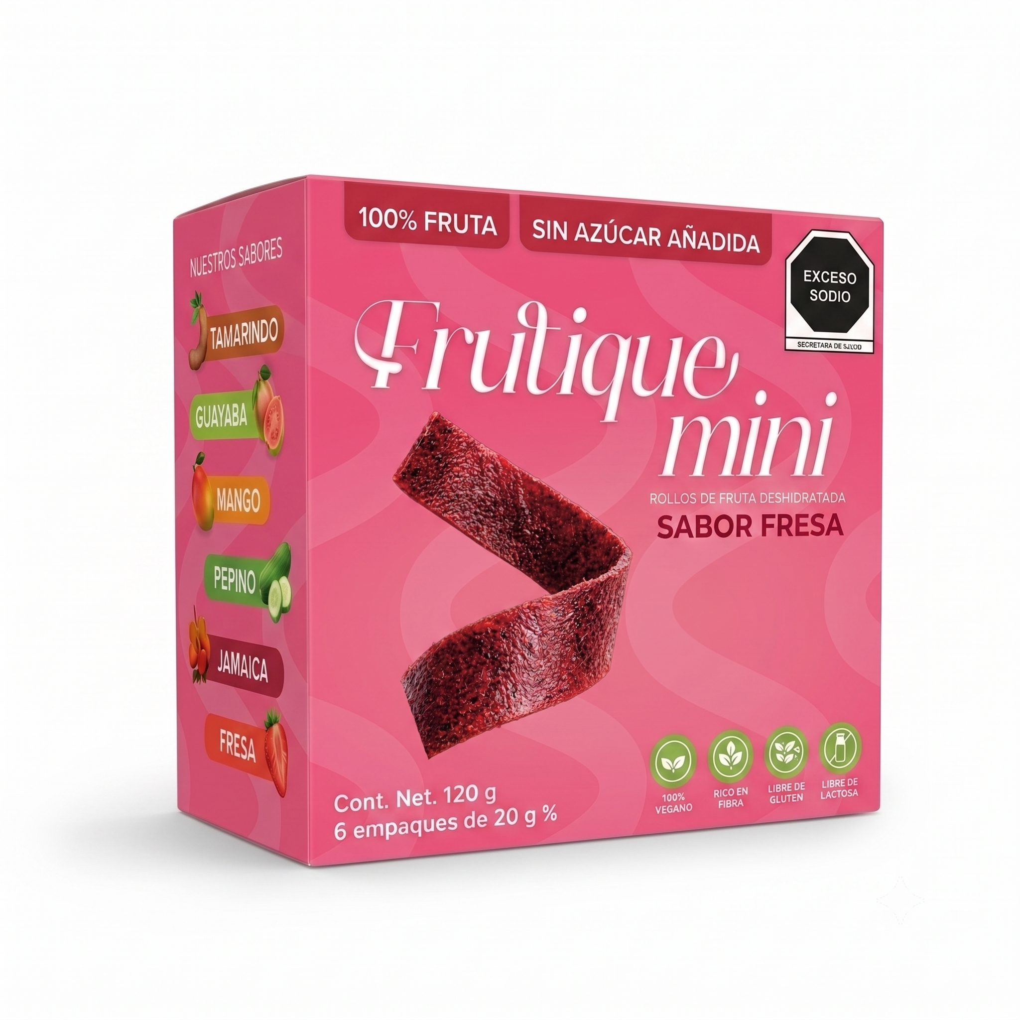 Frutique Mini, Rollos de Fruta 100% Natural - Sabor Mango - 6 Bolsas x Caja
