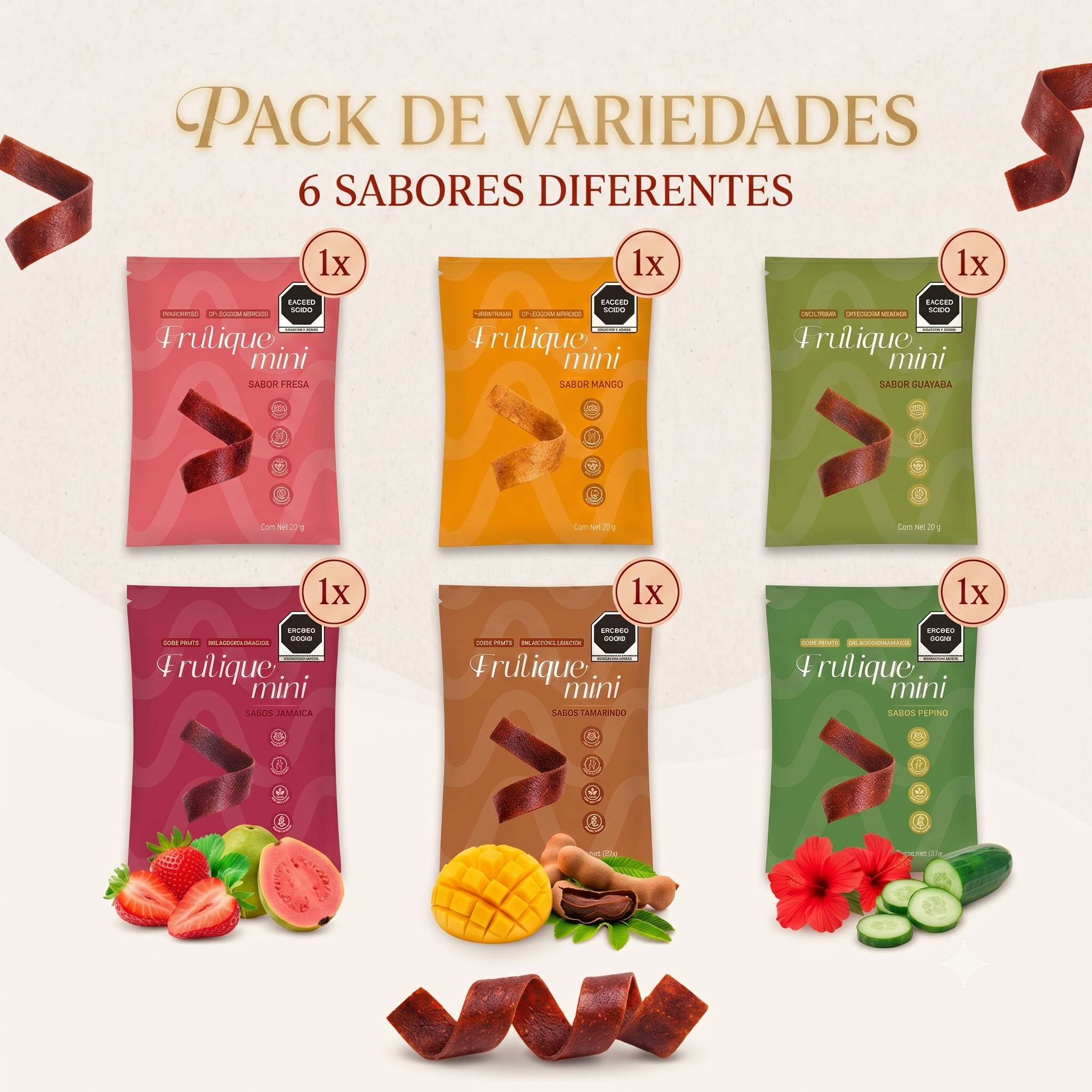 Frutique Mini, Rollos de Fruta 100% Natural - Mix 6 Sabores