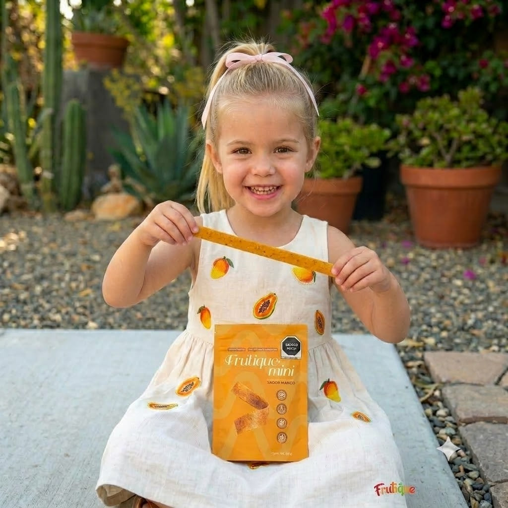 Frutique Mini, Rollos de Fruta Sabor Mango 100% Natural Deshidratada, Endulzados Con Datil  – Snack Saludable Sin Azúcar – 6 Bolsas Bolsa Con 20g c/u – Botana Natural para Lunch y Snacks.