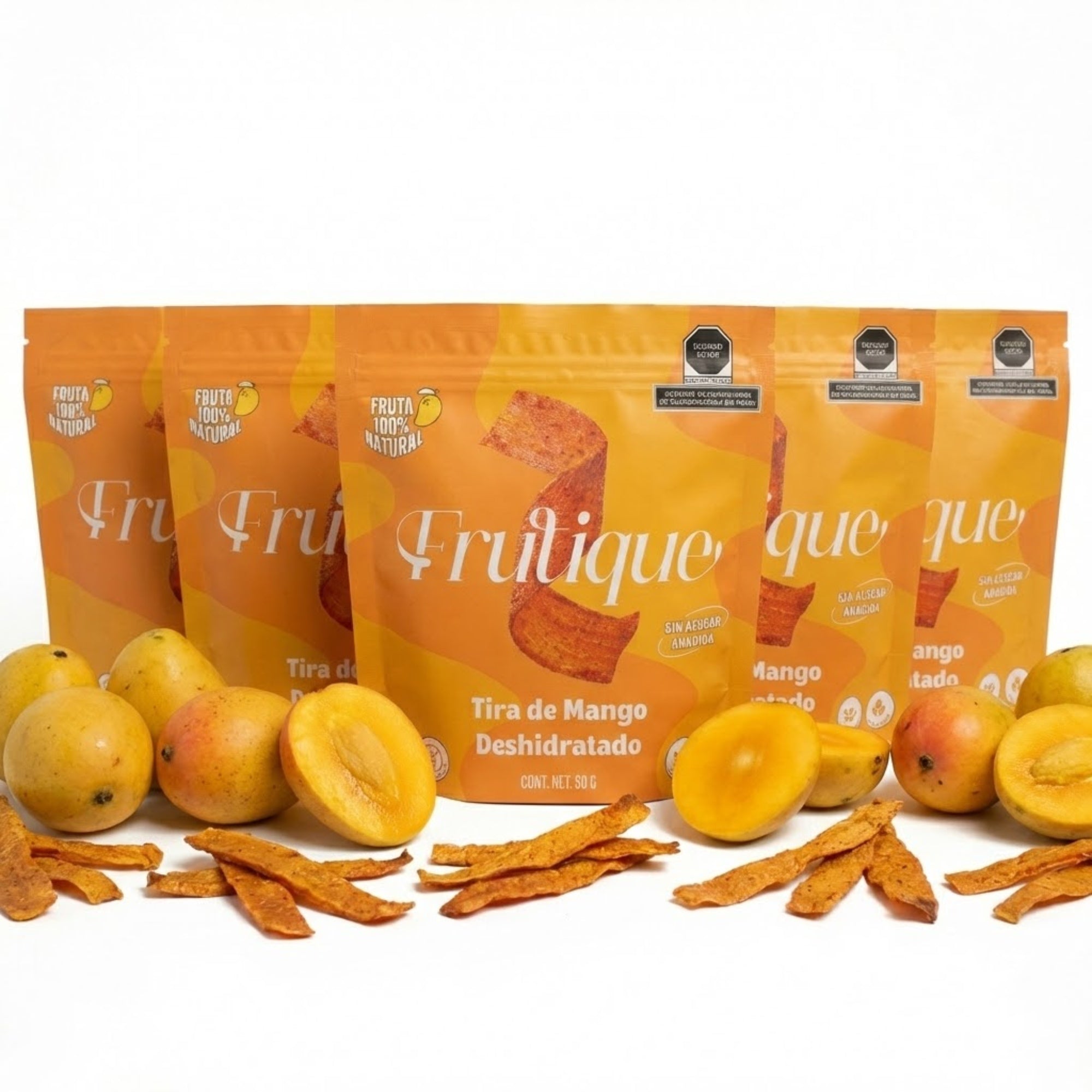 Mango Deshidratado Natural, 100% Fruta, Tiras Sin Azúcar añadida, pack 5