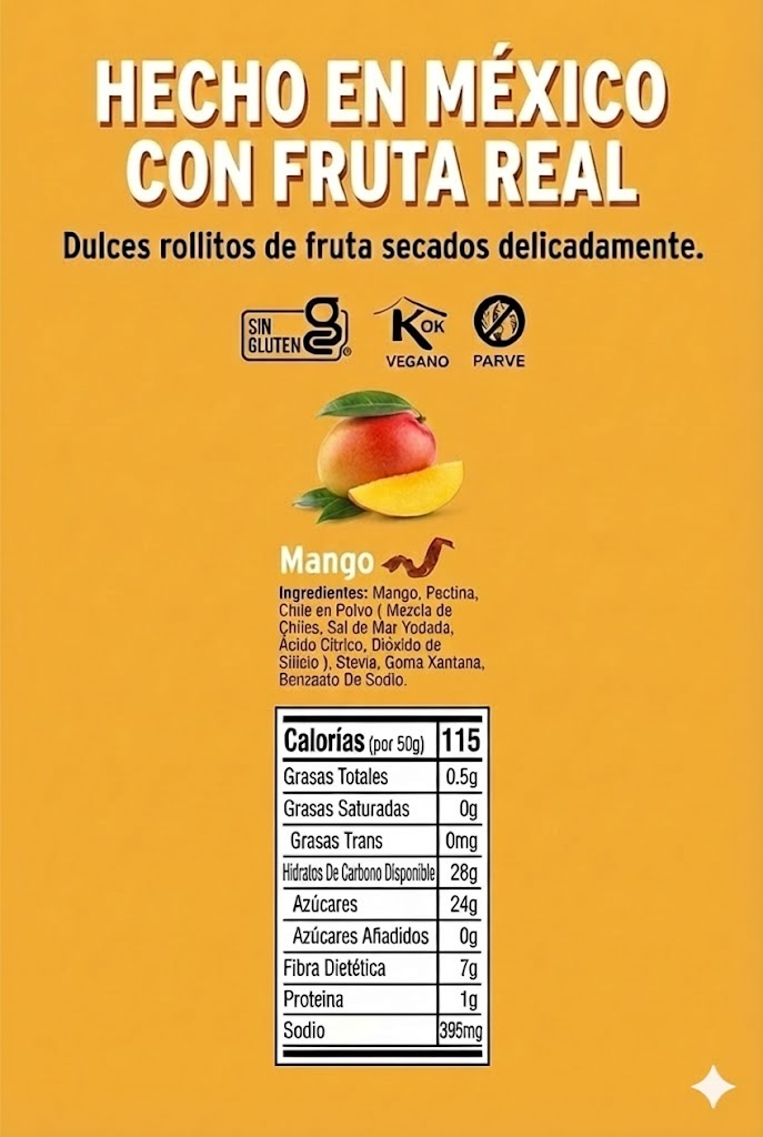 Mango Deshidratado Natural, 100% Fruta, Tiras Sin Azúcar añadida, 1 Bolsa