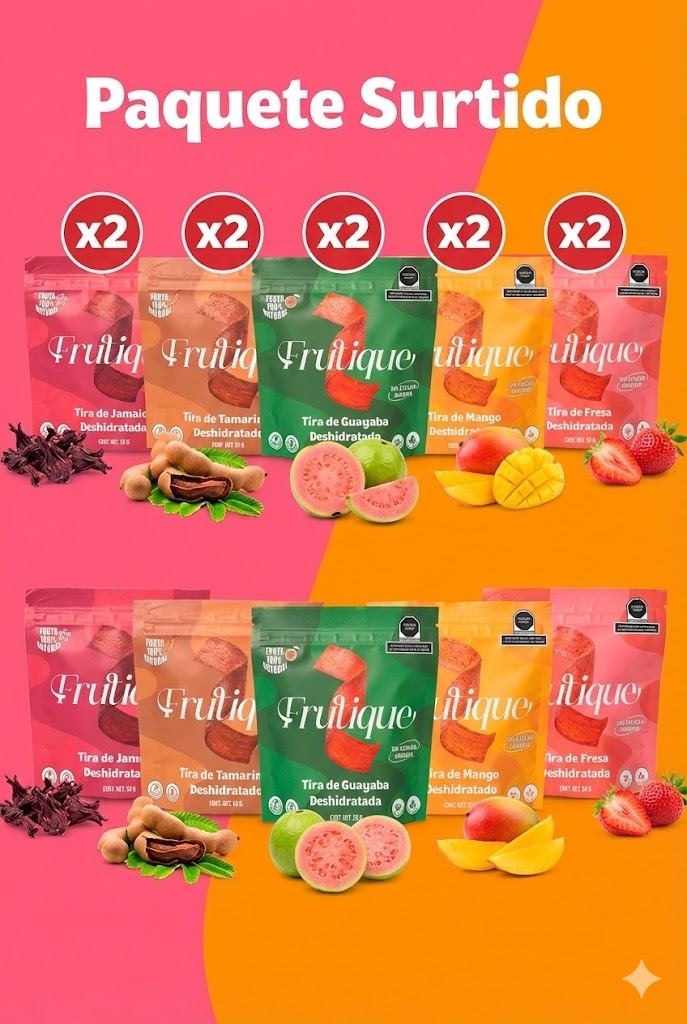 Fruta Deshidratada Natural, 100% Fruta, Tiras Sin Azúcar añadida