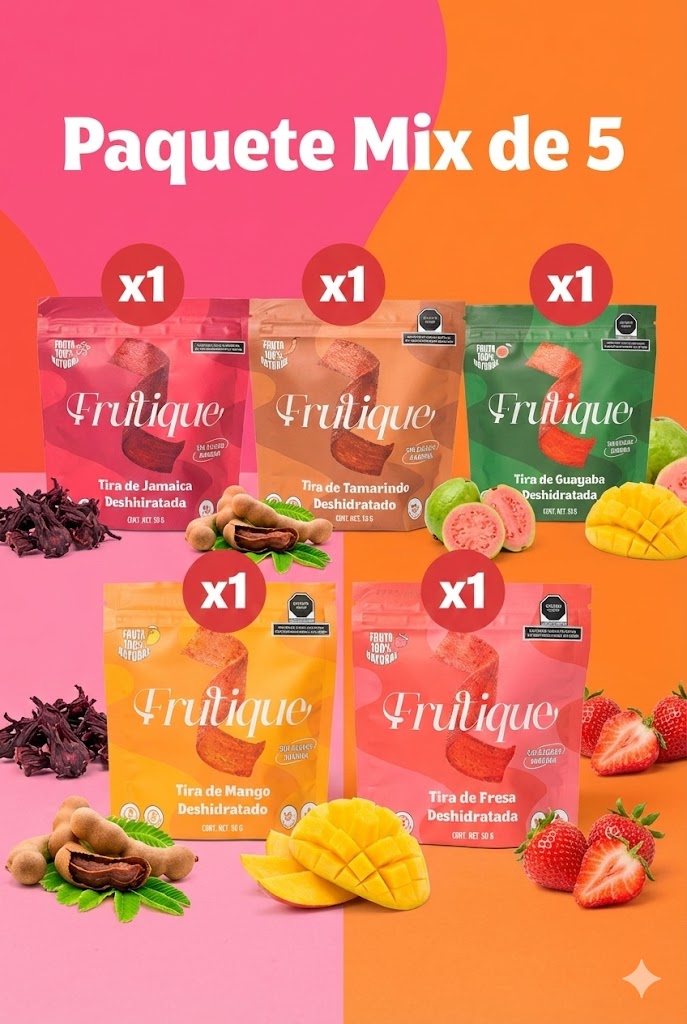 Fruta Deshidratada Natural, 100% Fruta, Tiras Sin Azúcar añadida