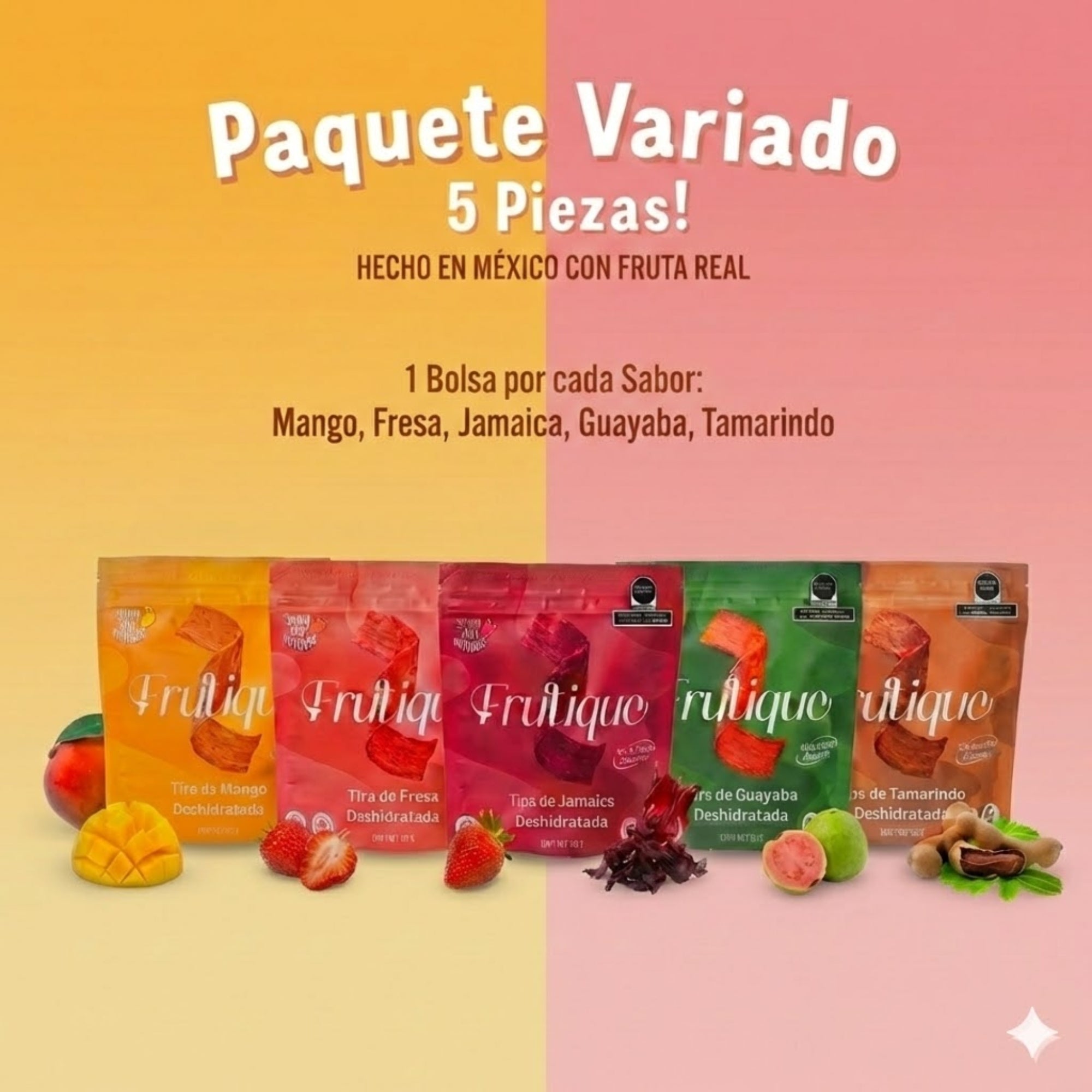 Fruta Deshidratada Natural, 100% Fruta, Tiras Sin Azúcar añadida