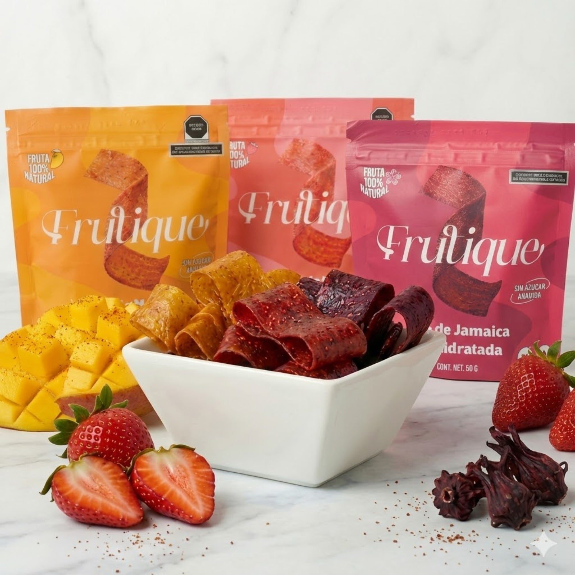 Fruta Deshidratada Natural, 100% Fruta, Tiras Sin Azúcar añadida