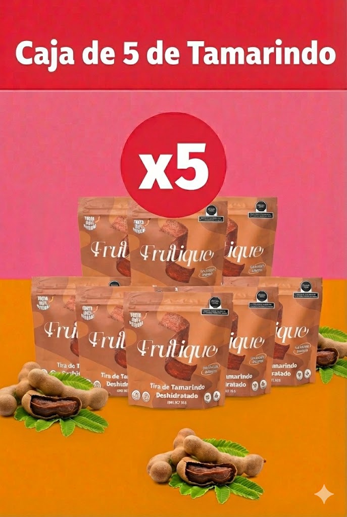 Tamarindo Deshidratado Natural, 100% Fruta, Tiras Sin Azúcar añadida, Pack 5