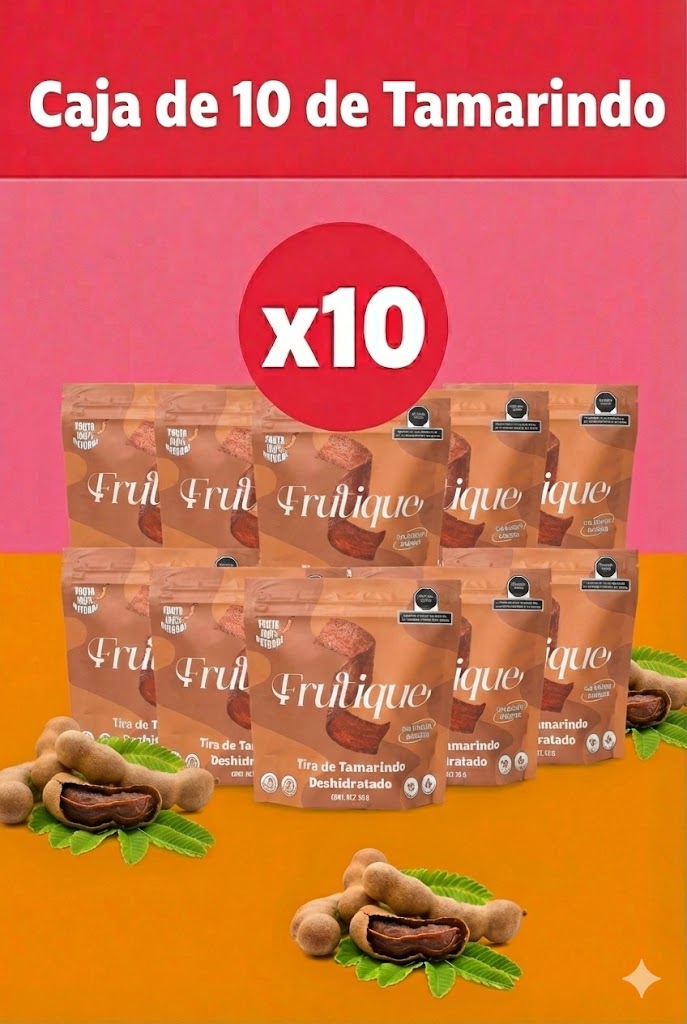 Tamarindo Deshidratado Natural, 100% Fruta, Tiras Sin Azúcar añadida, Pack 10