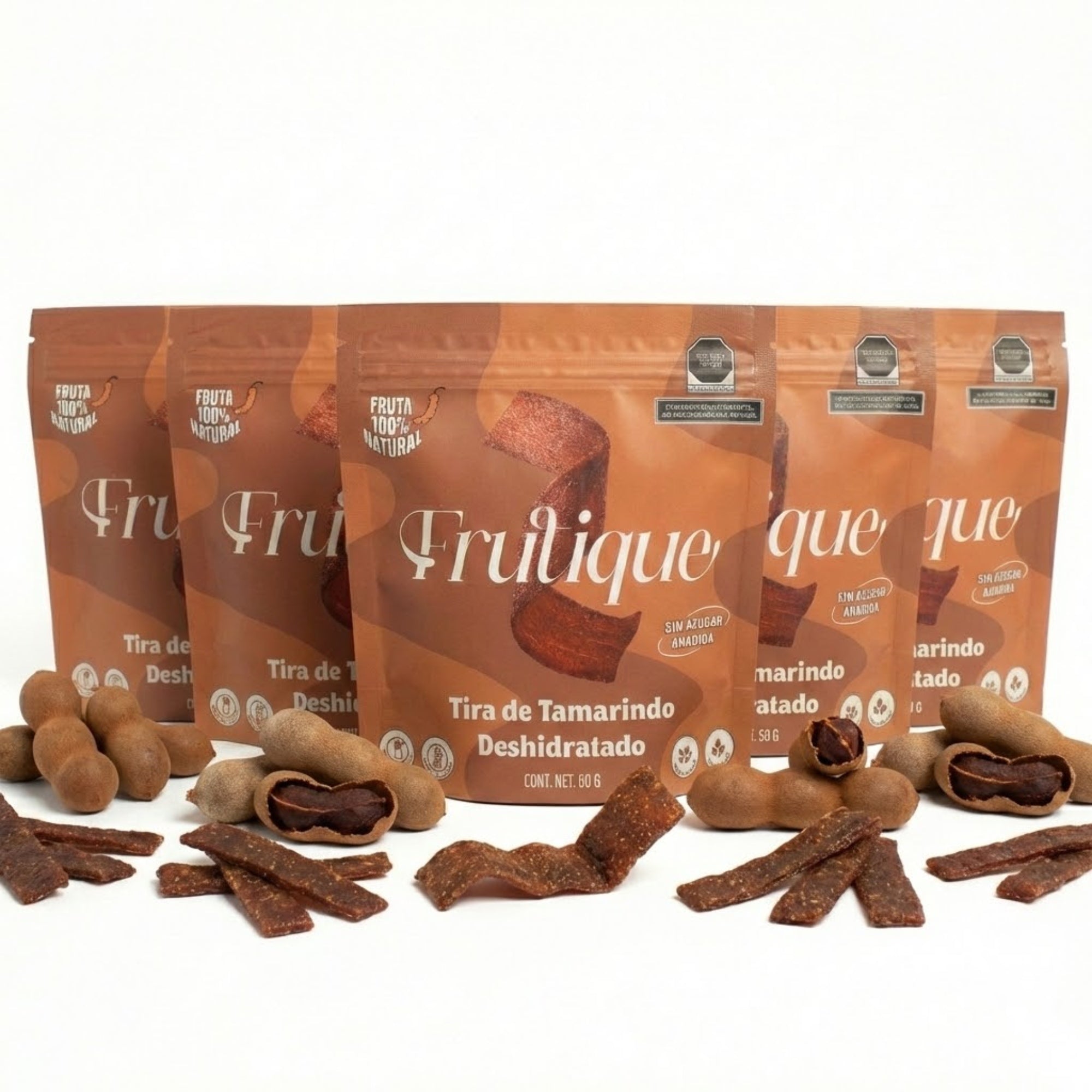 Tamarindo Deshidratado Natural, 100% Fruta, Tiras Sin Azúcar añadida, pack 5