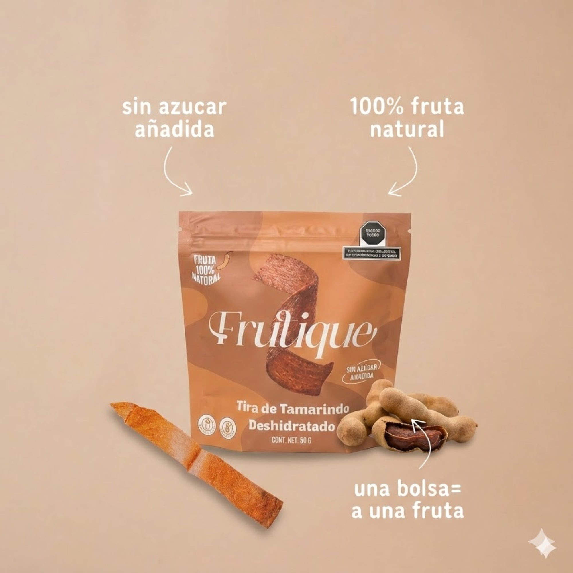 Tamarindo Deshidratado Natural, 100% Fruta, Tiras Sin Azúcar añadida, pack 5