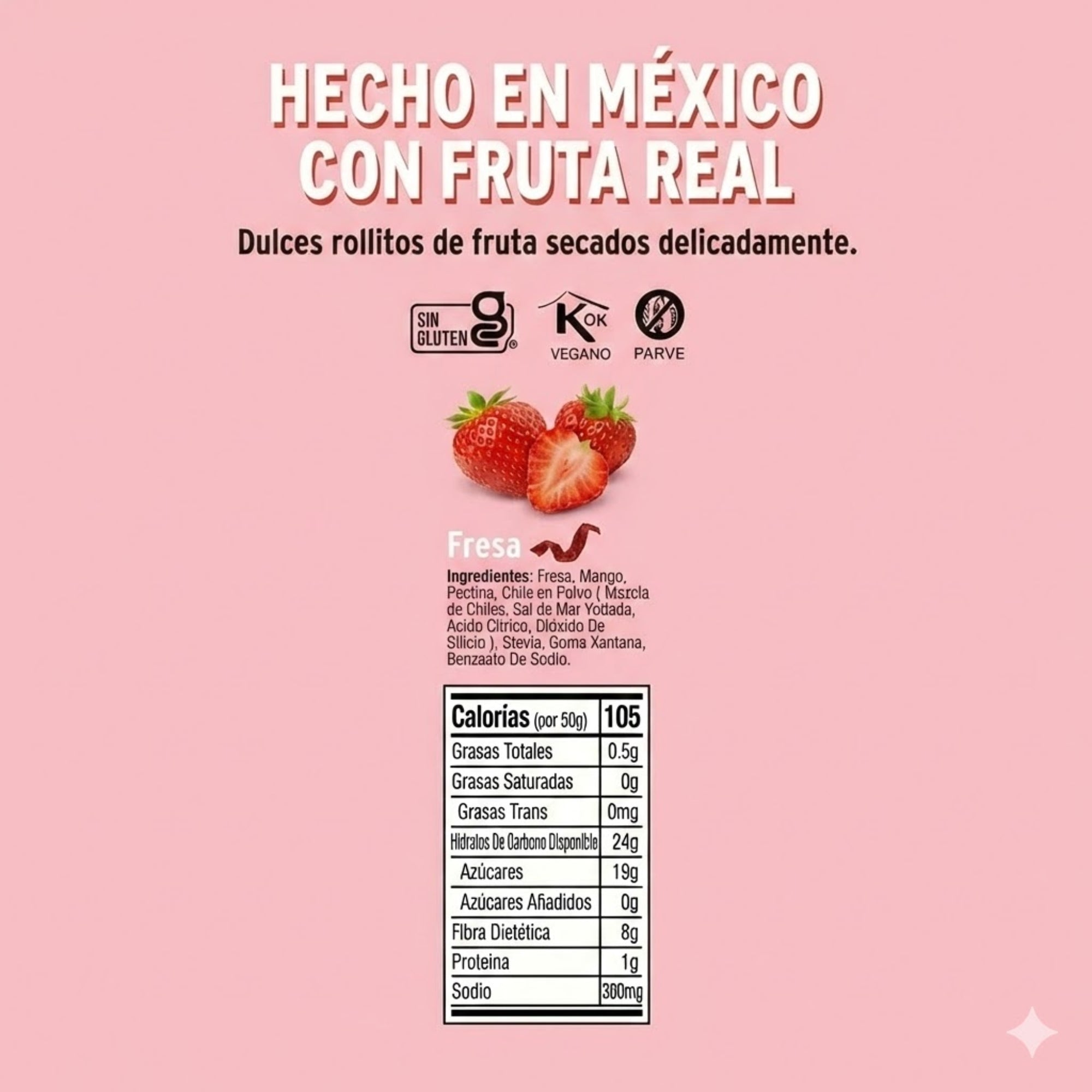 Fresa Deshidratada Natural, 100% Fruta, Tiras Sin Azúcar añadida, pack 5