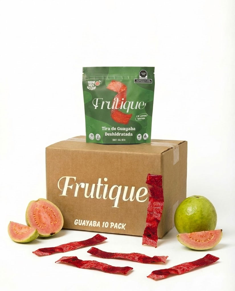 Guayaba Deshidratada Natural, 100% Fruta, Tiras Sin Azúcar añadida, Pack 10