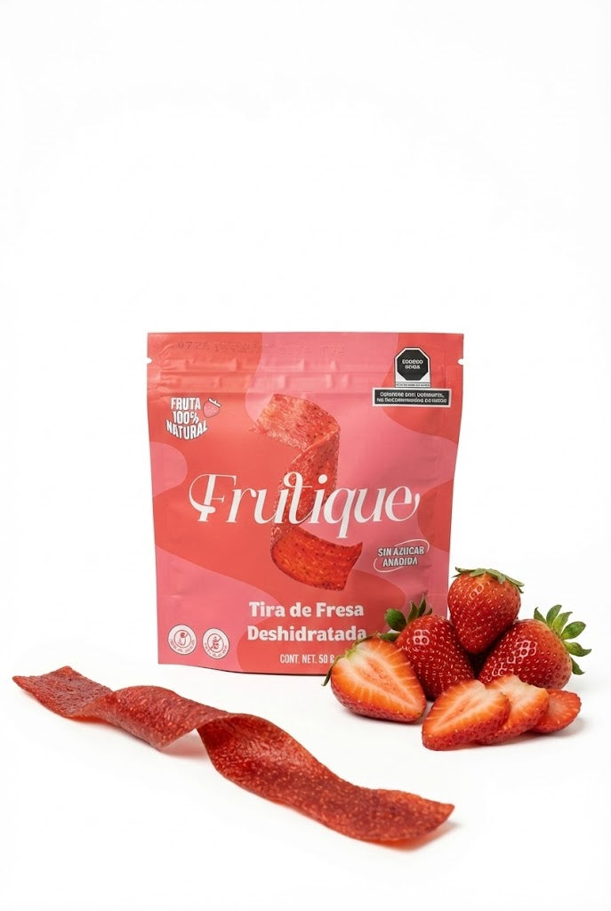 Fresa Deshidratada Natural, 100% Fruta, Tiras Sin Azúcar añadida, 1 Bolsa